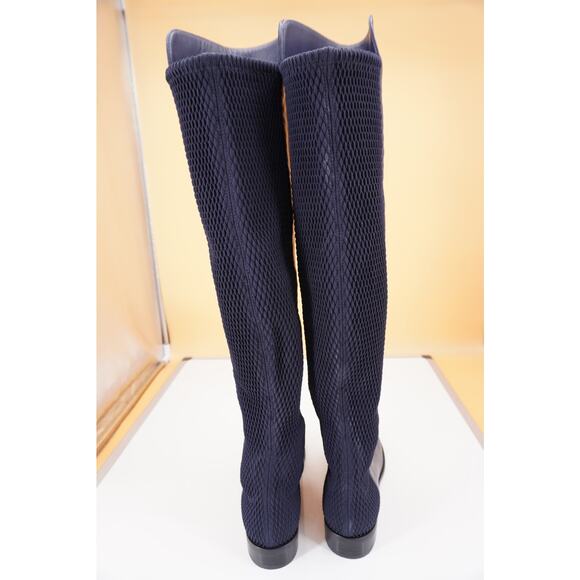 Stuart Weitzman 5050 Over The Knee Navy Blue Leather Stretch Boots SZ 6 New $975 - Picture 4 of 9